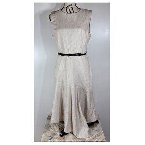 Classiques Entier Tweed-Like Sleeveless Dress, Cream, Womens Size 12